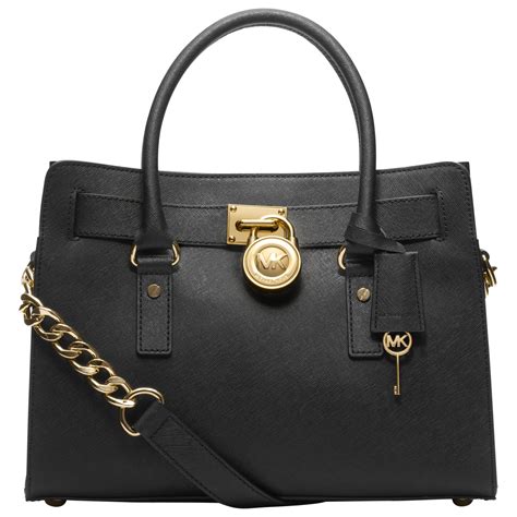 michael kors hamilton black on black|Michael Kors leather satchel.